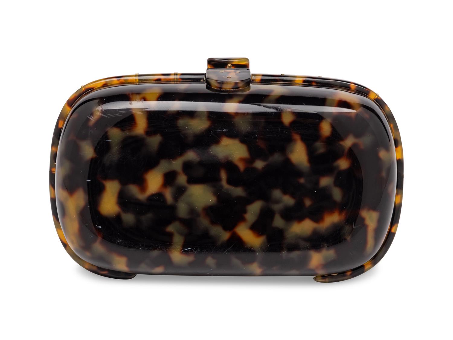 BOTTEGA VENETA, TORTOISE-EFFECT RESIN CLUTCH