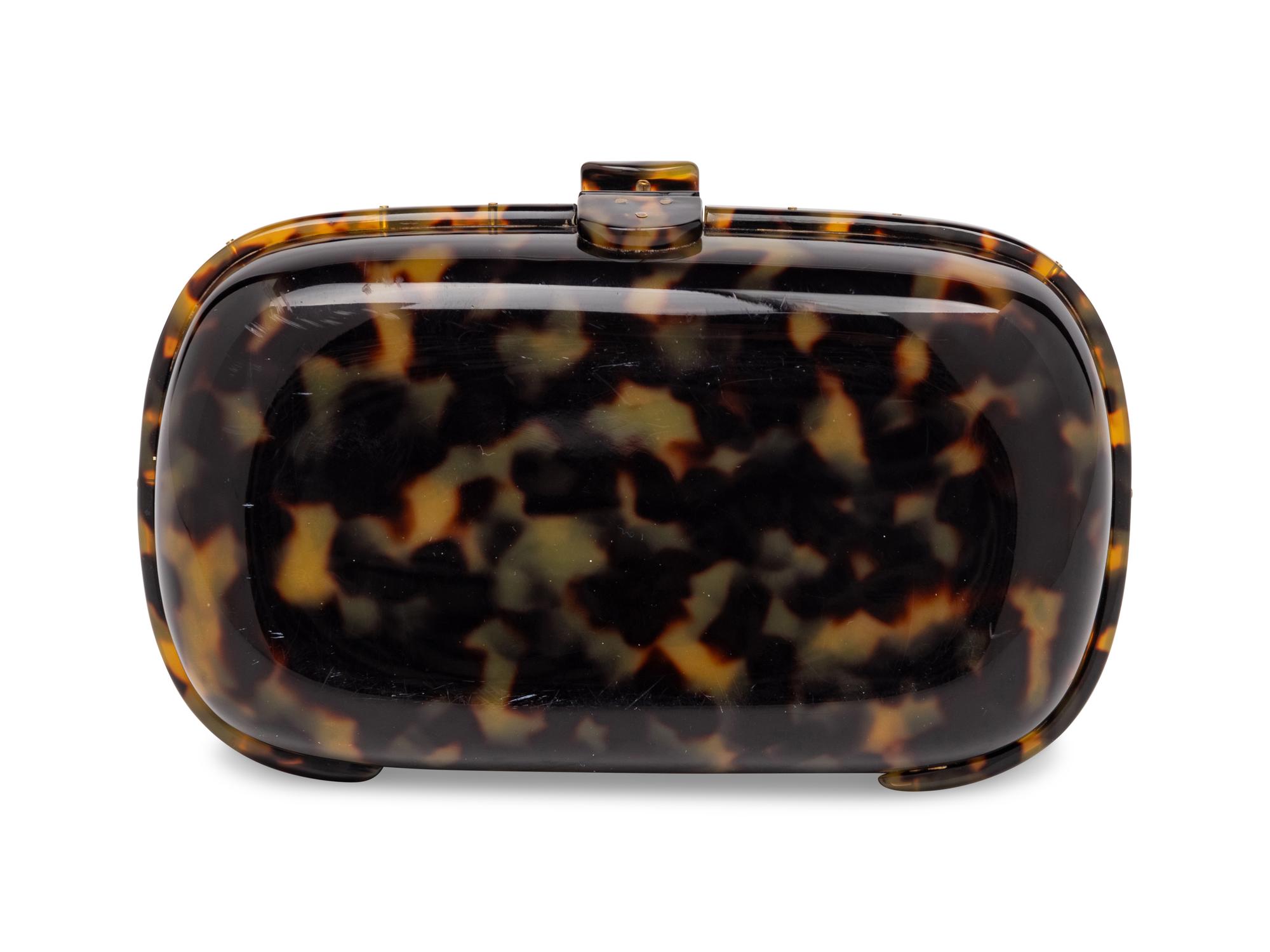 BOTTEGA VENETA, TORTOISE-EFFECT RESIN CLUTCH