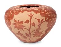 Sgraffito Redware Pottery Jar