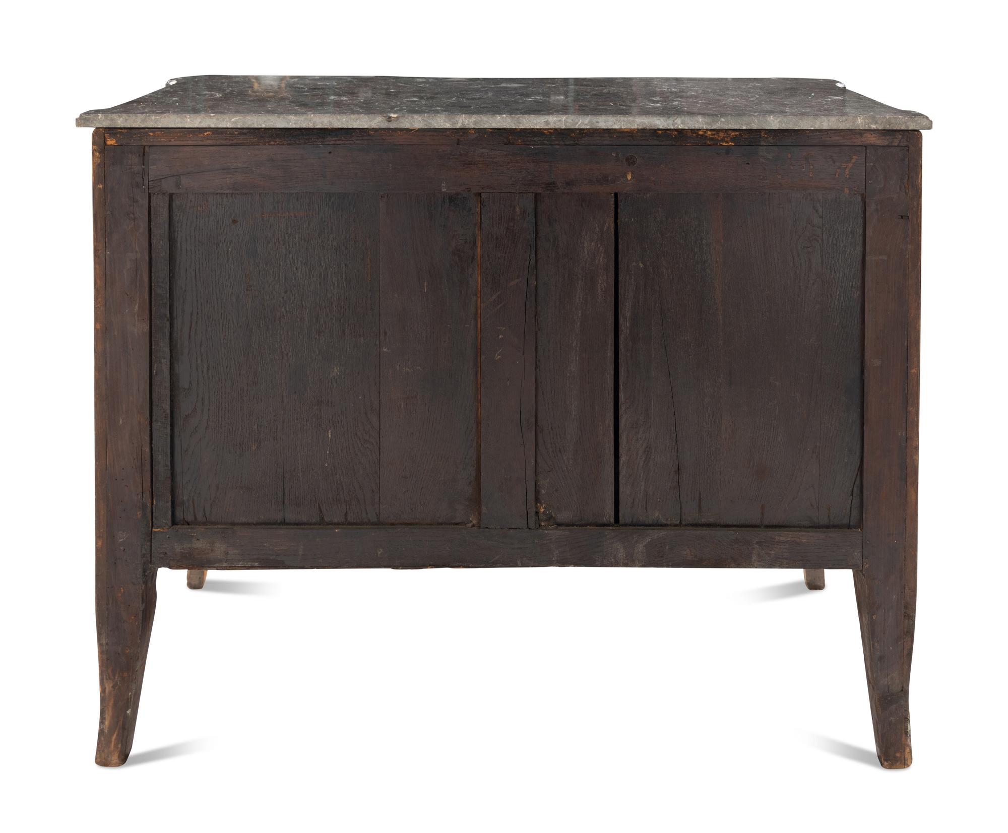 A Louis XVI Kingwood and Marquetry Marble-Top Commode