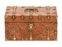 A Victorian Brass Banded Burlwood Tea Caddy