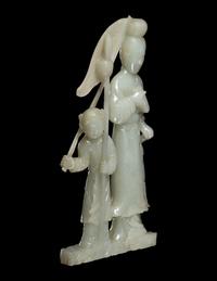 A Chinese Pale Celadon Jade Figural Group