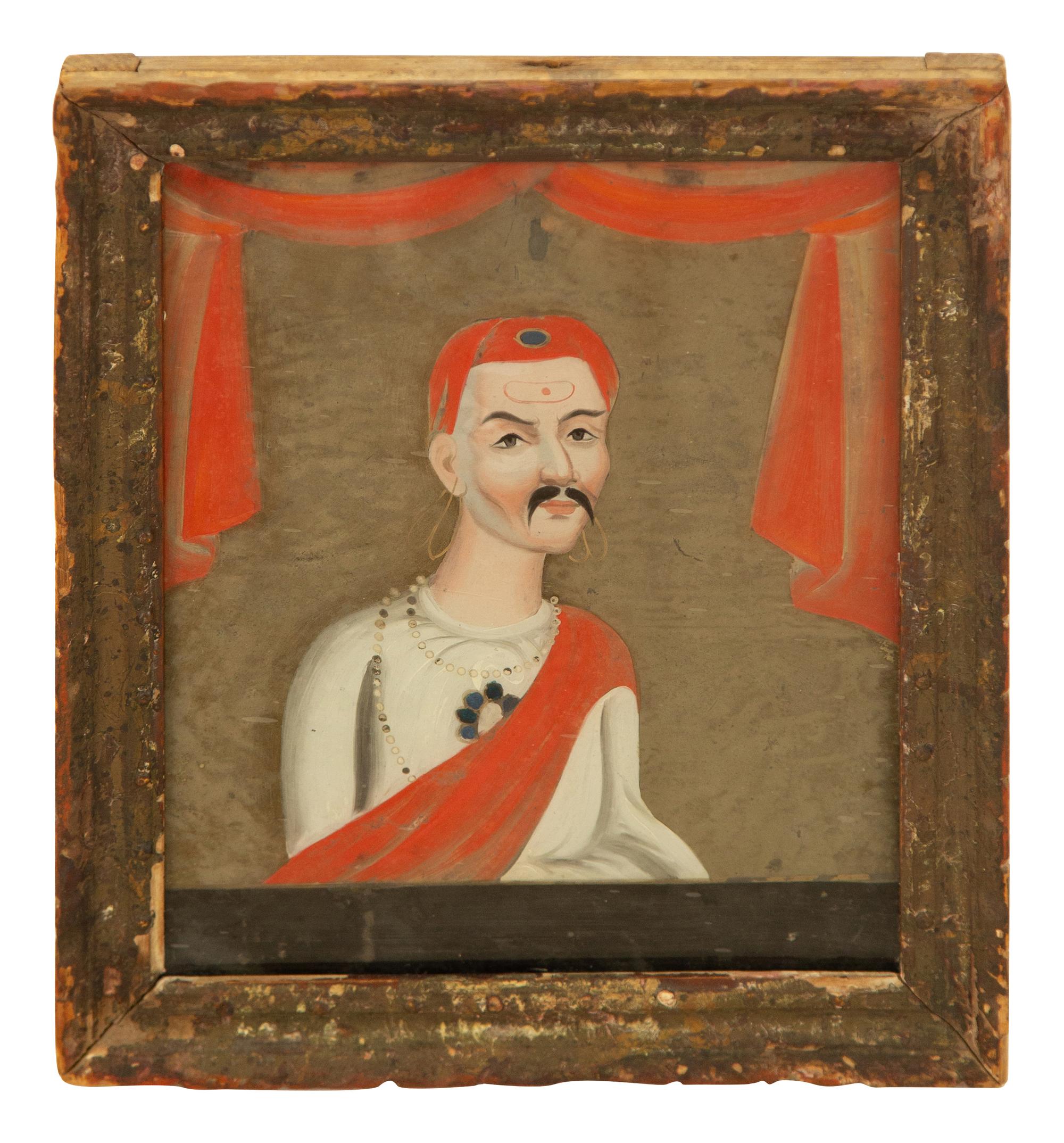 A Pair of Indian Reverse Paintings on Glass