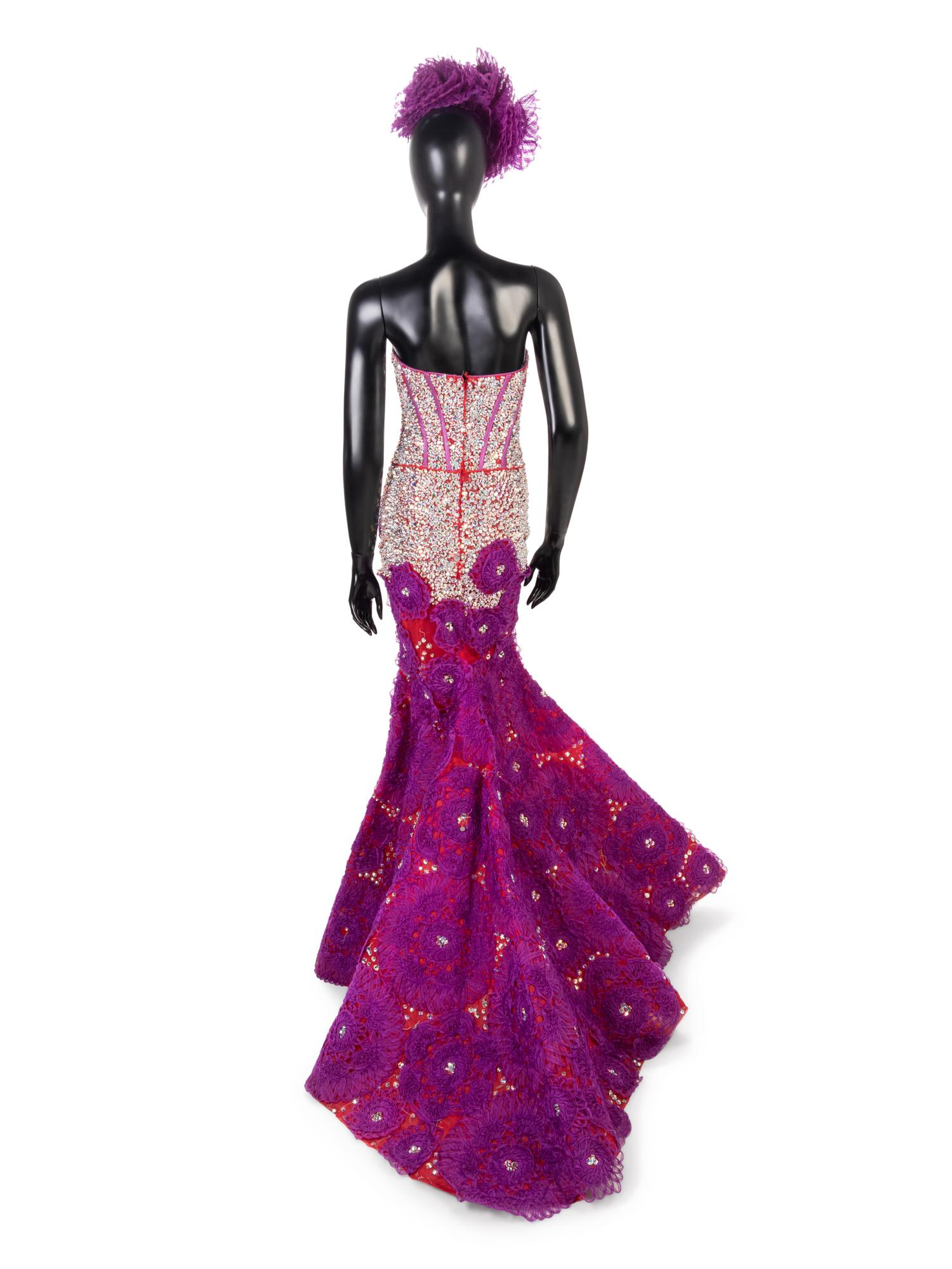 Calignano Evening Dress with Headpiece, 2000s