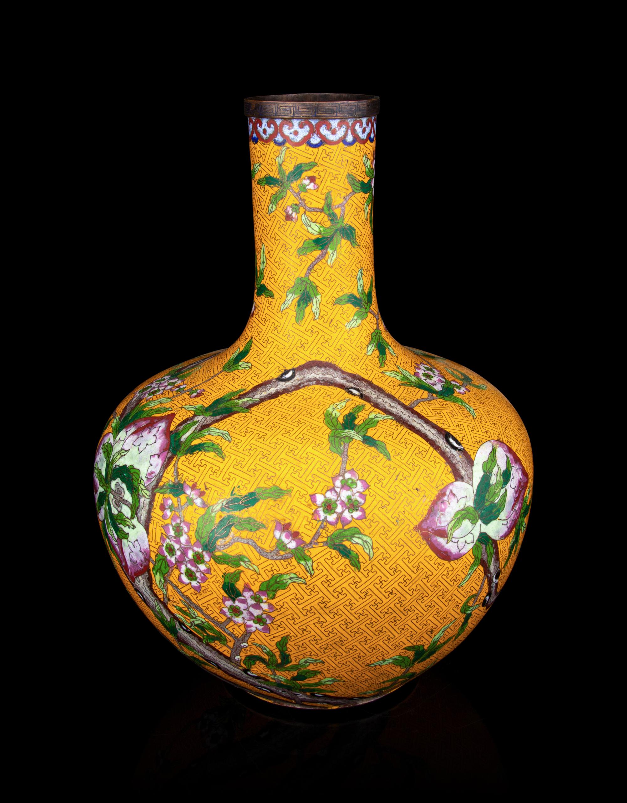 A Large Cloisonné Enamel Peach Vase