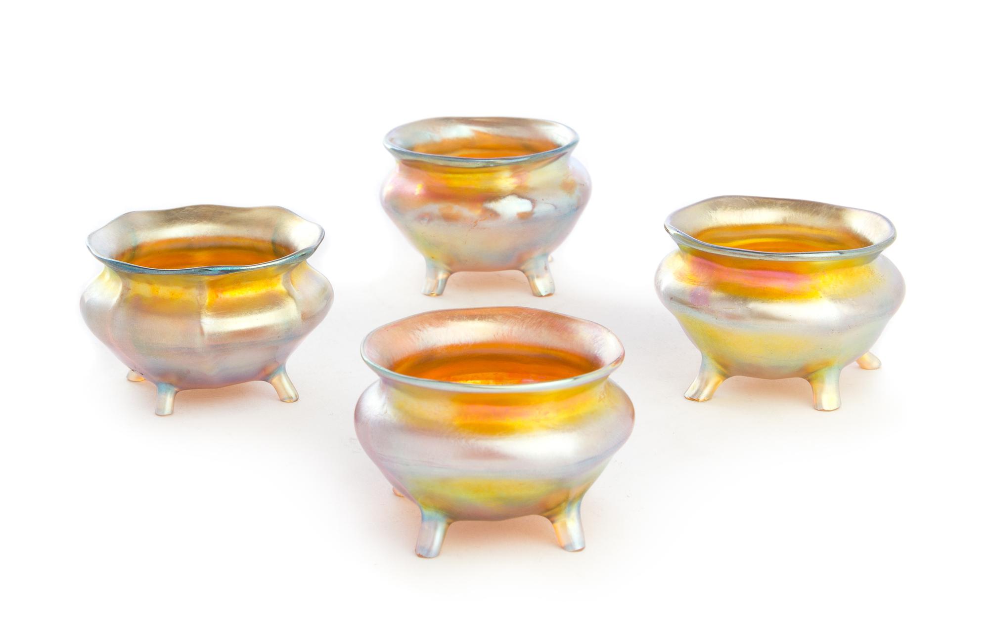 Tiffany Studios, a group of four Favrile glass salts