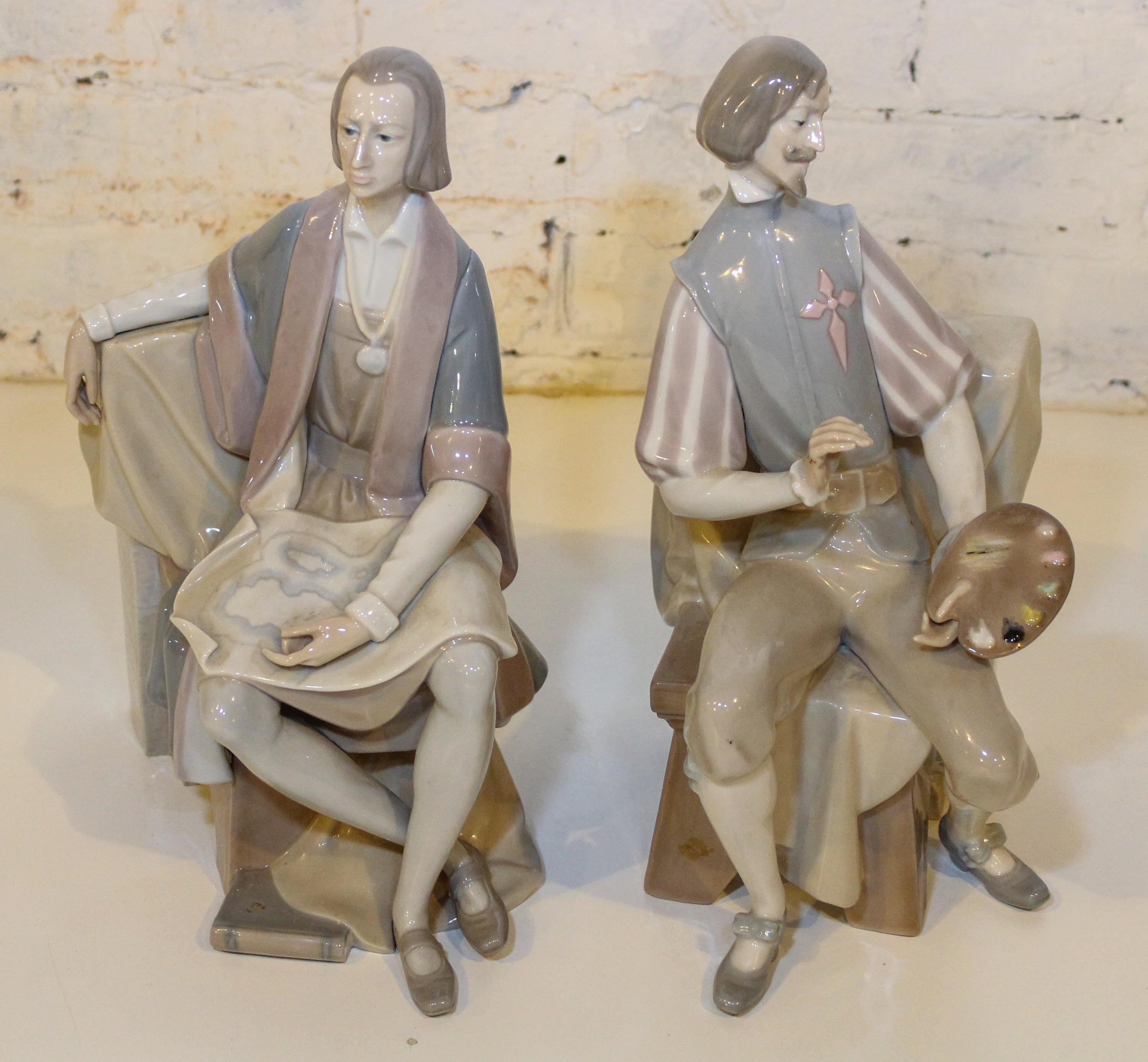 A Pair of Lladro Figures. Height 14 1/4 inches.
