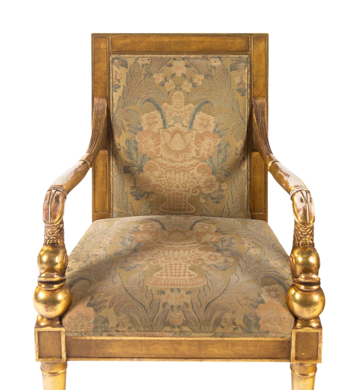 A Pair of Rose Tarlow Italian Neoclassical Style Giltwood Fauteuils