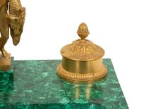 A Gilt Metal Mounted Malachite Veneered Standish