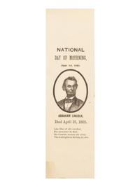 [LINCOLN'S FUNERAL]. A memorial ribbon, 1 June 1865.