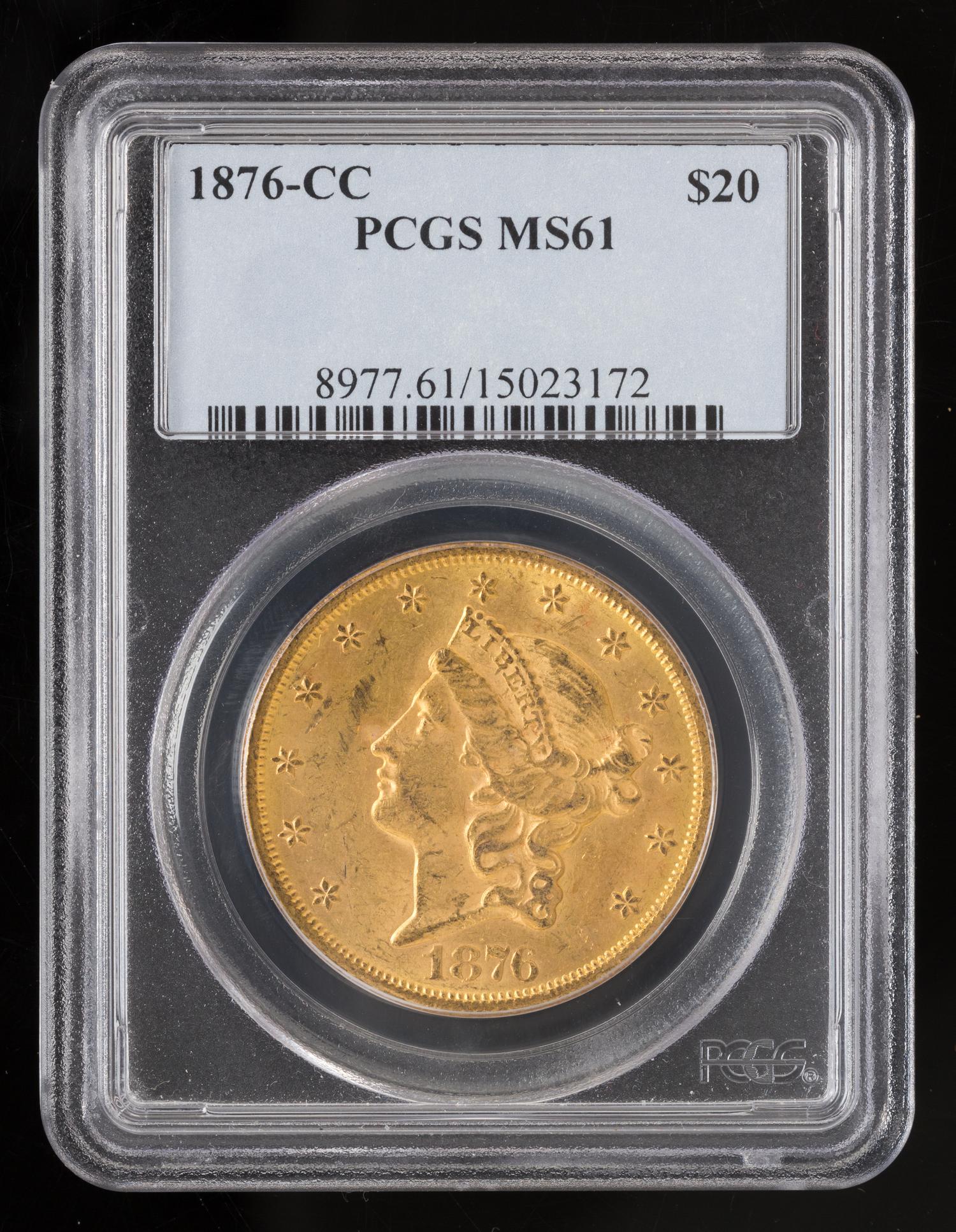 A United States 1876-CC Liberty Head $20 Gold Coin