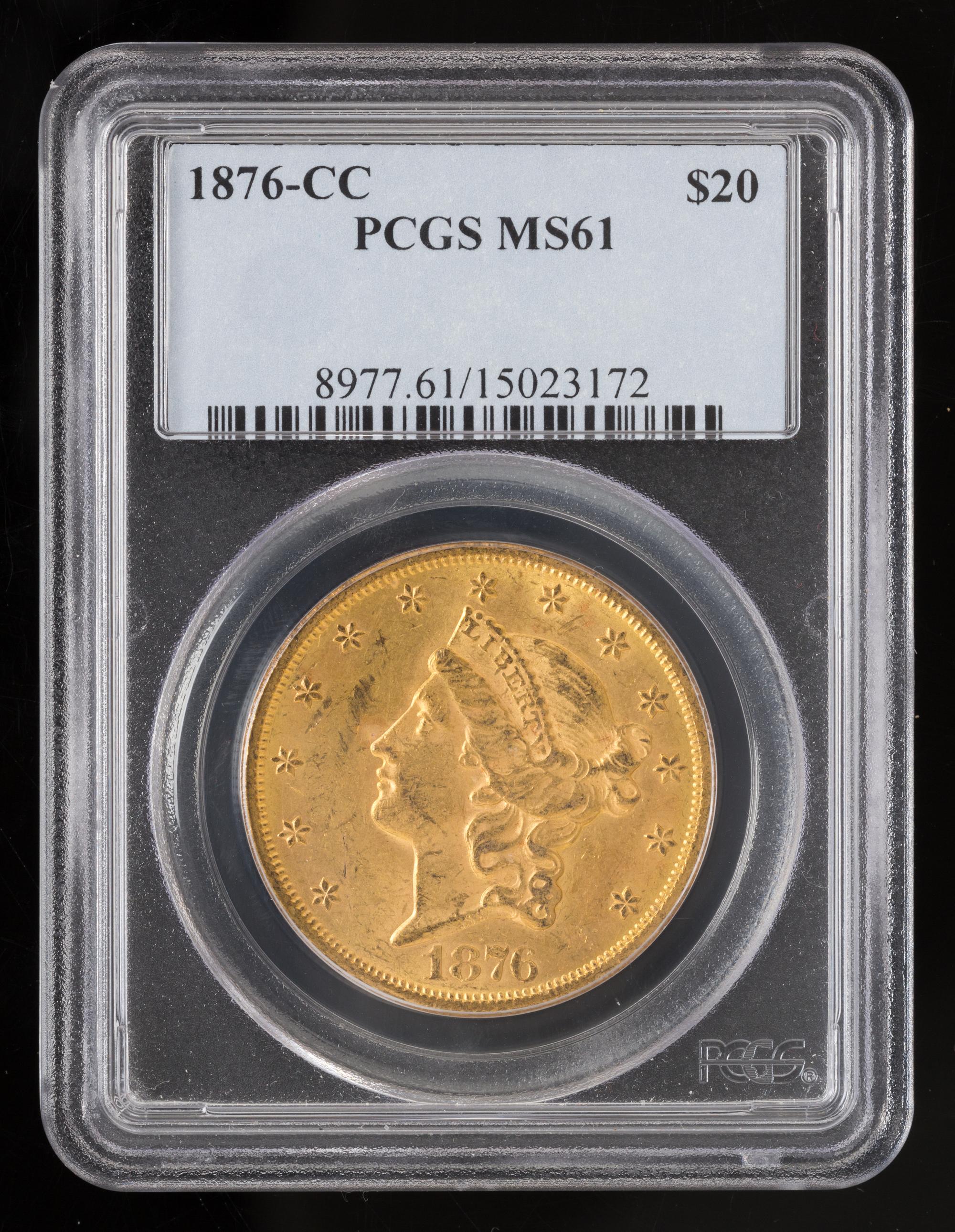 A United States 1876-CC Liberty Head $20 Gold Coin
