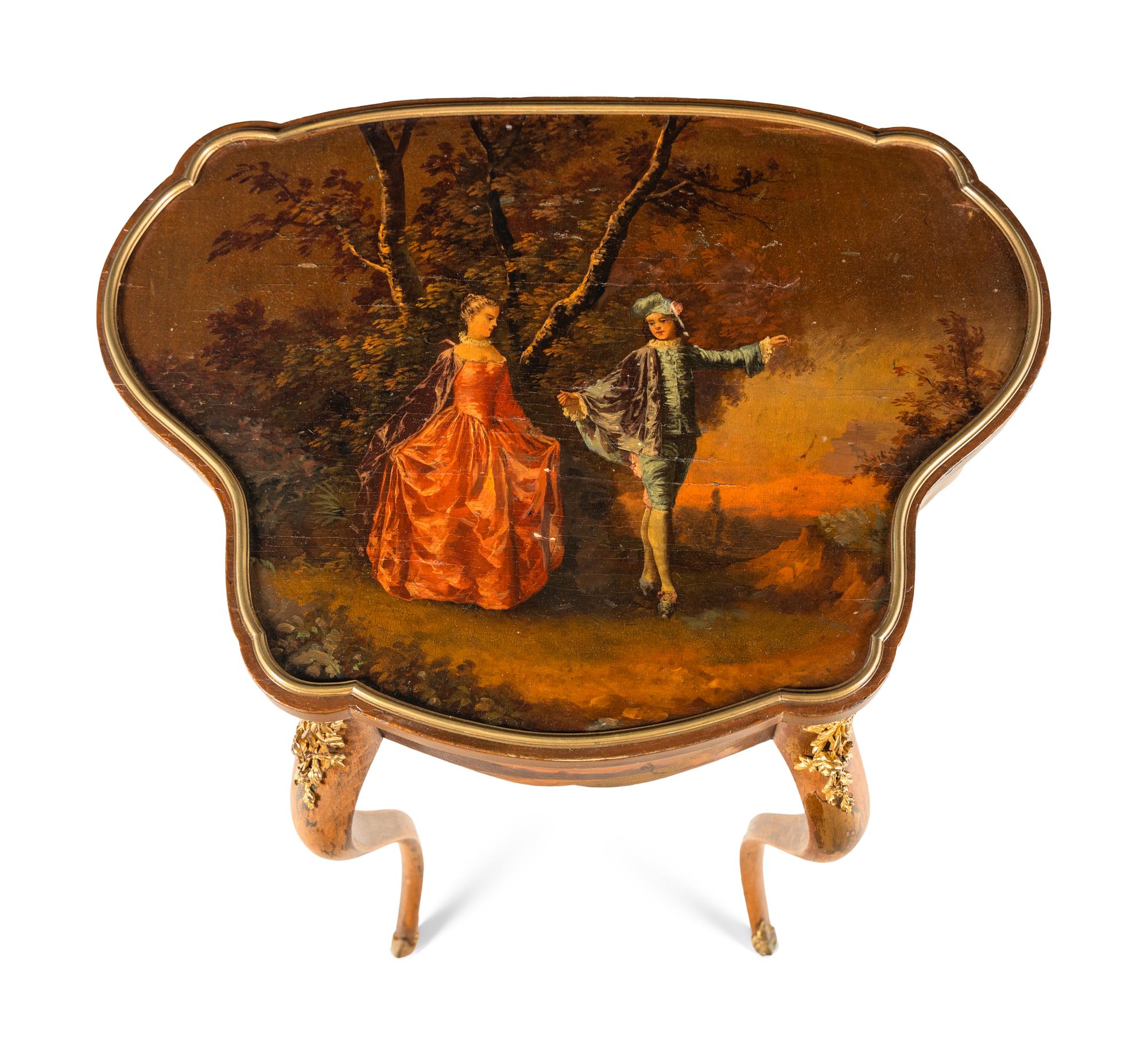 A Louis XV Style Vernis Martin Side Table