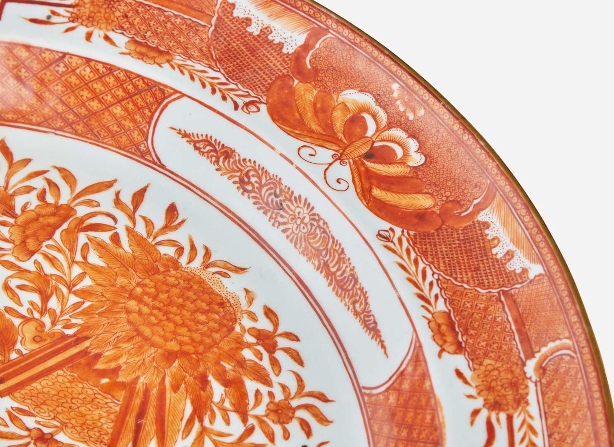 A group of five Chinese Export porcelain orange and blue "Fitzhugh" tablewares, circa 1800