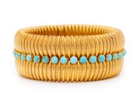 TURQUOISE AND YELLOW GOLD FLEXIBLE BRACELET