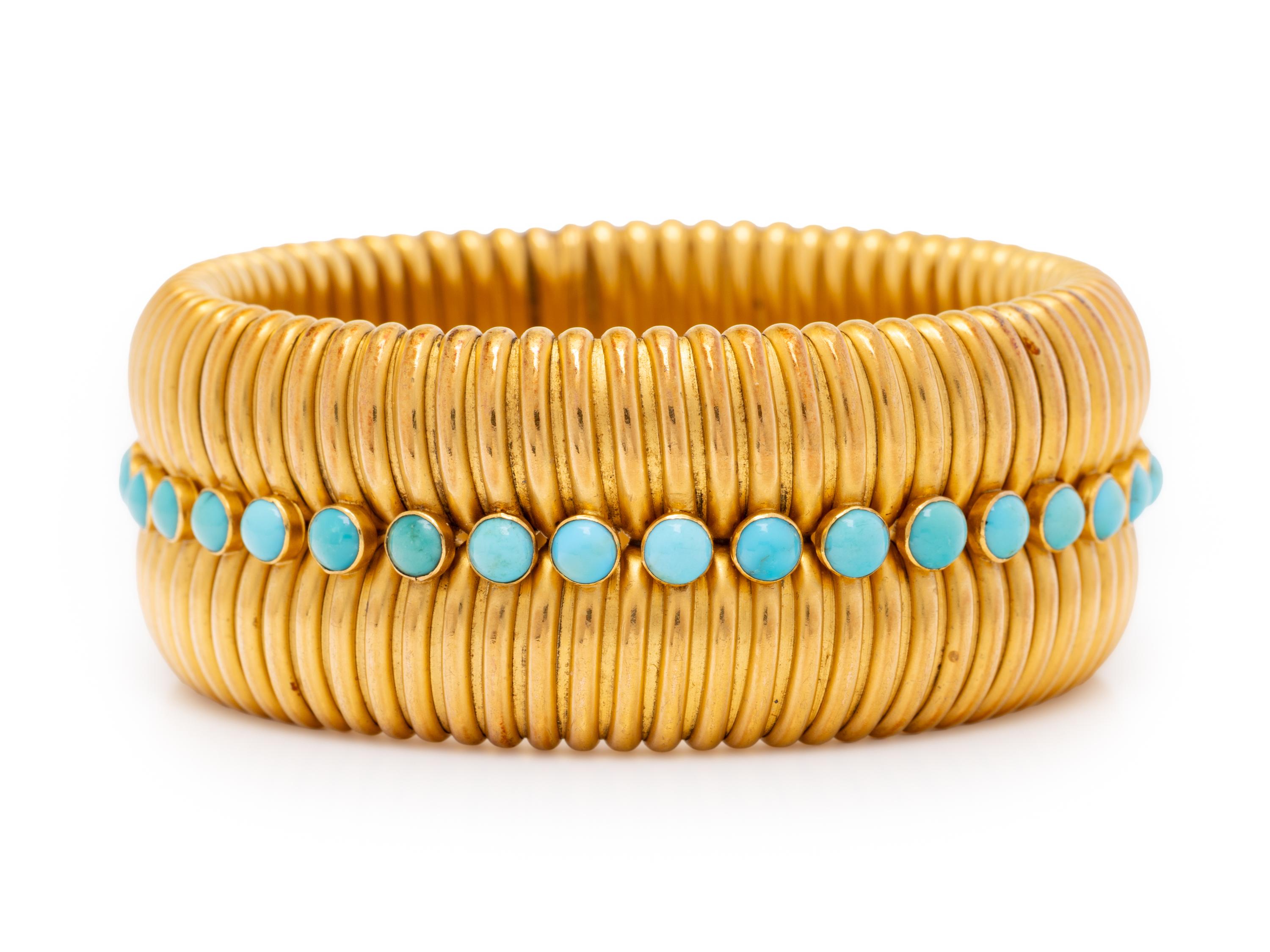 TURQUOISE AND YELLOW GOLD FLEXIBLE BRACELET