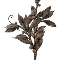 A Pair of Patinated Iron and Tole Fruiting Branch-Form Wall Lights