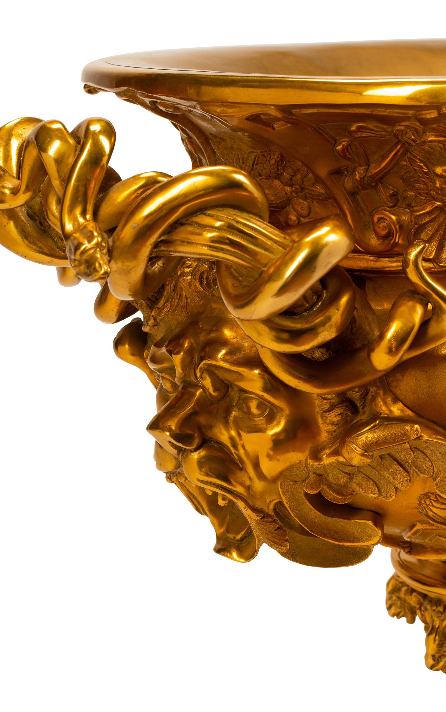 A Large French Gilt Bronze Jardiniere