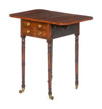 A Regency Brass-Inlaid Rosewood Drop-Leaf Work Table