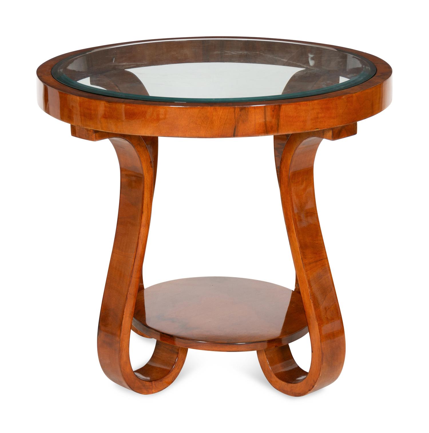 A Hungarian Art Deco Mahogany and Glass Side Table