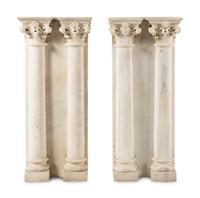 A Pair of Carved White Marble Pilasters