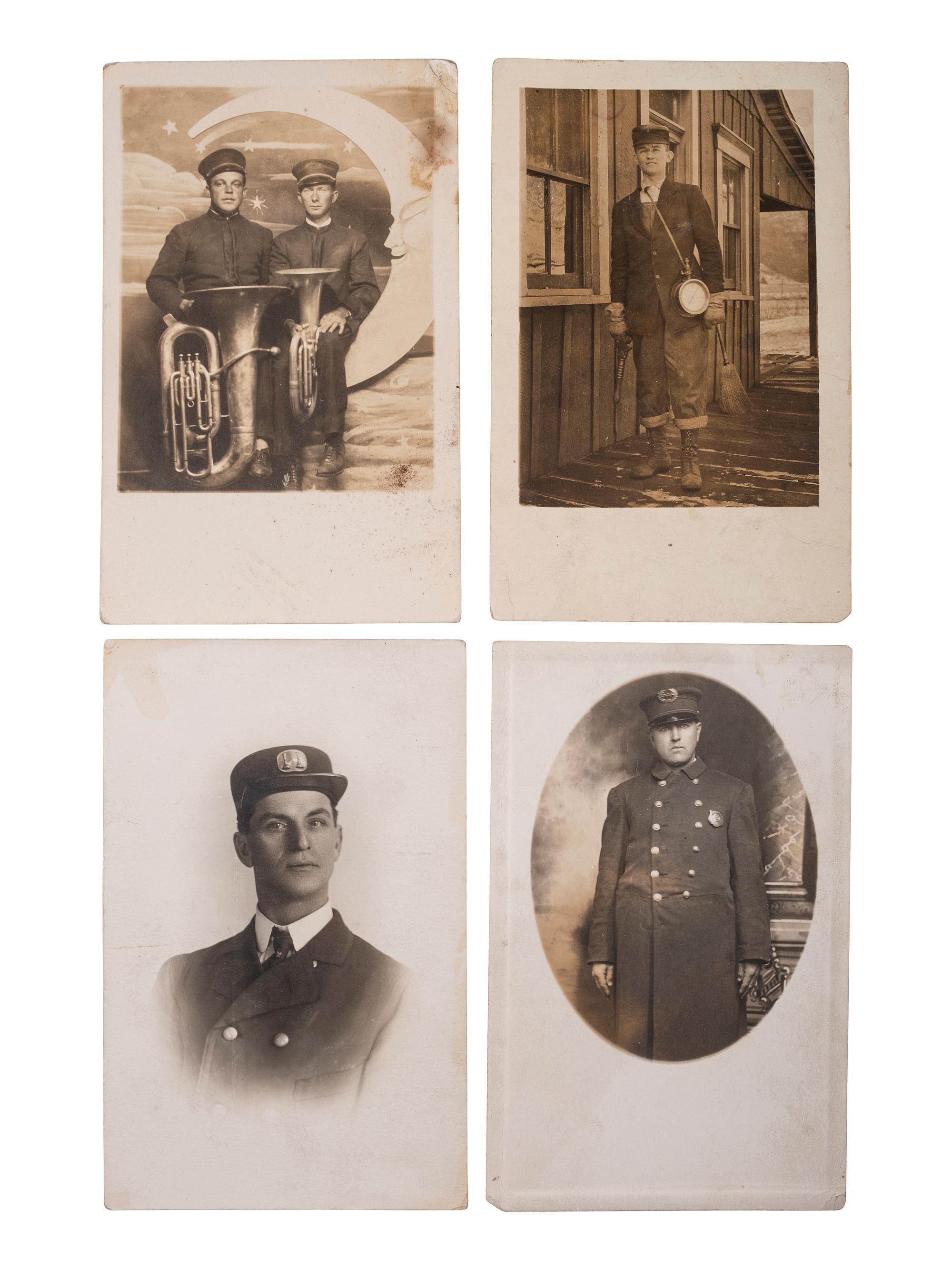 [POSTCARDS]. A group of 105 RPPC of occupational subjects incl. railroad workers and photographers.