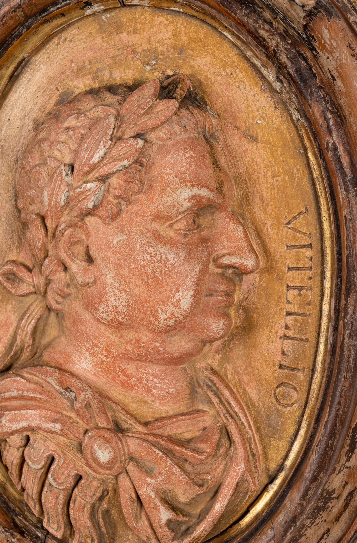 A Pair of Grand Tour Ceramic Bas Relief Plaques Depicting Roman Emperors