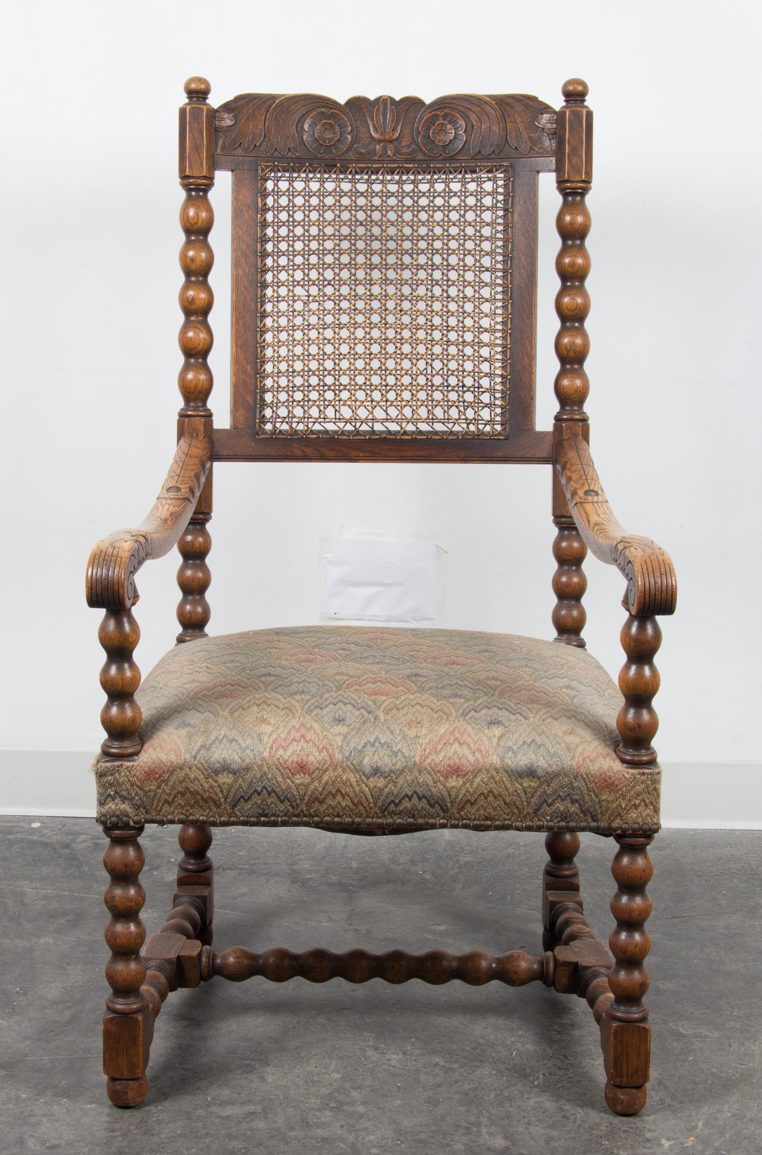 A Louis XIII Style Oak Armchair Height 42 inches. — LATE 19TH CENTURY