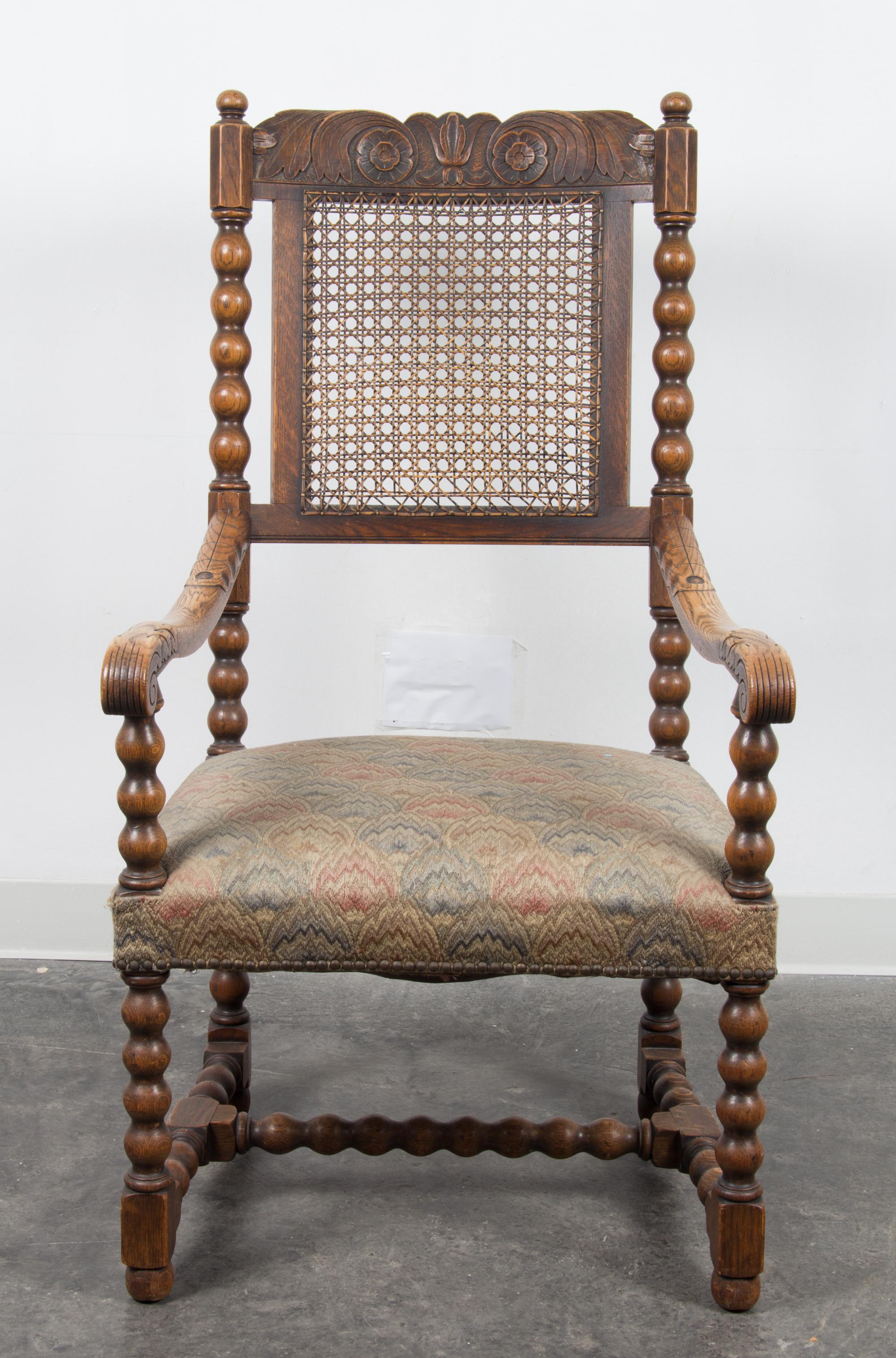 A Louis XIII Style Oak Armchair Height 42 inches. — LATE 19TH CENTURY