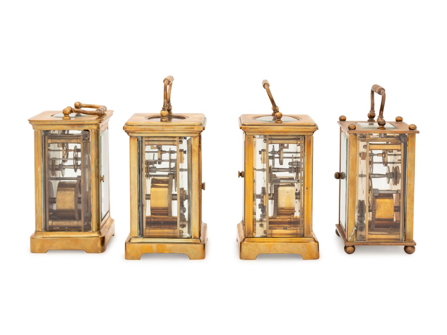 Four French Brass Carriage Clocks