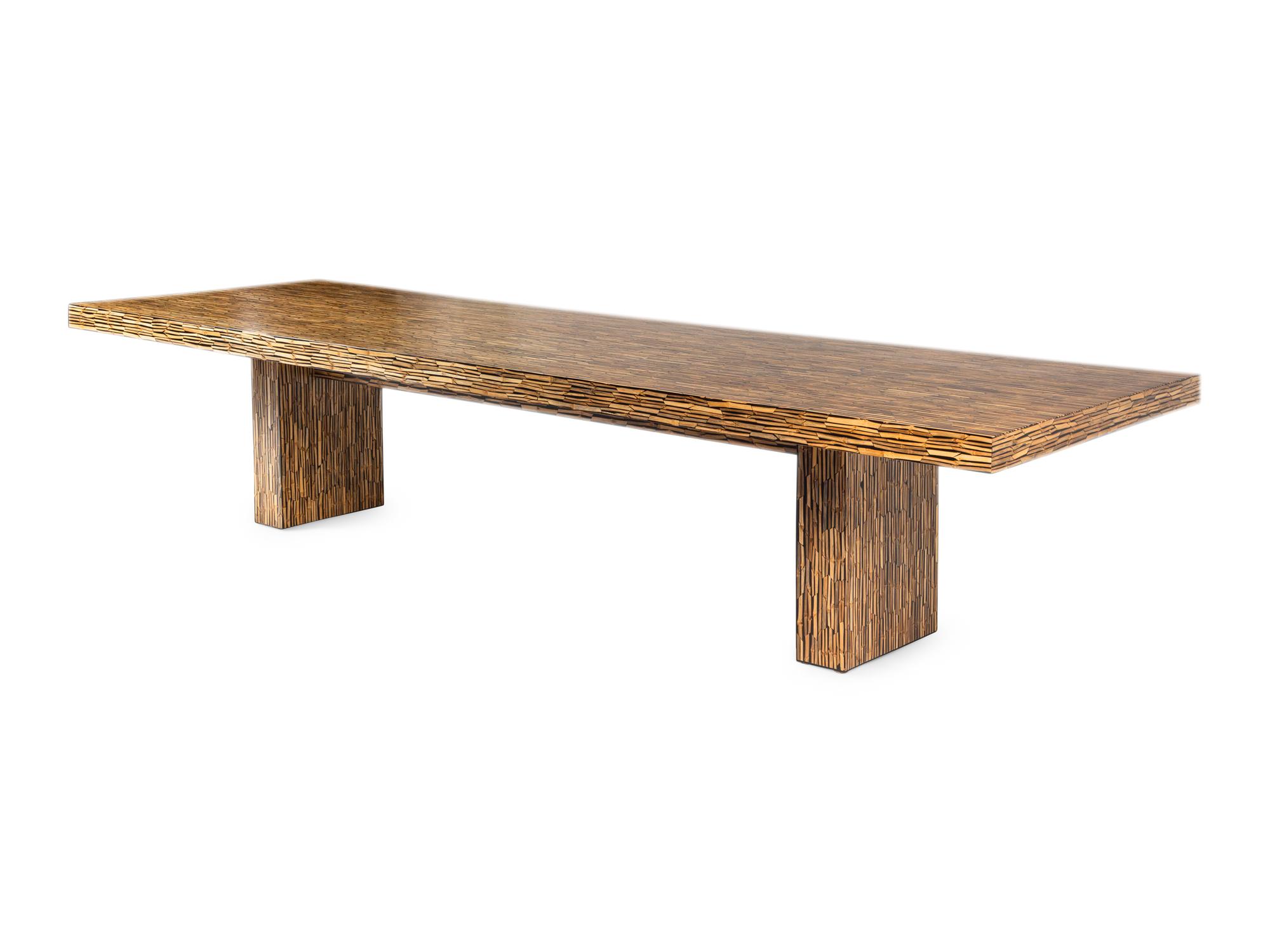An R and Y Agousti Bamboo and Resin Veneered Dining Table