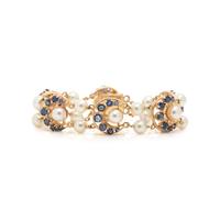 YELLOW GOLD, CULTURED PEARL AND SAPPHIRE BRACELET