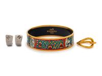 Hermès Bangle, Ear Clips, and Scarf Ring