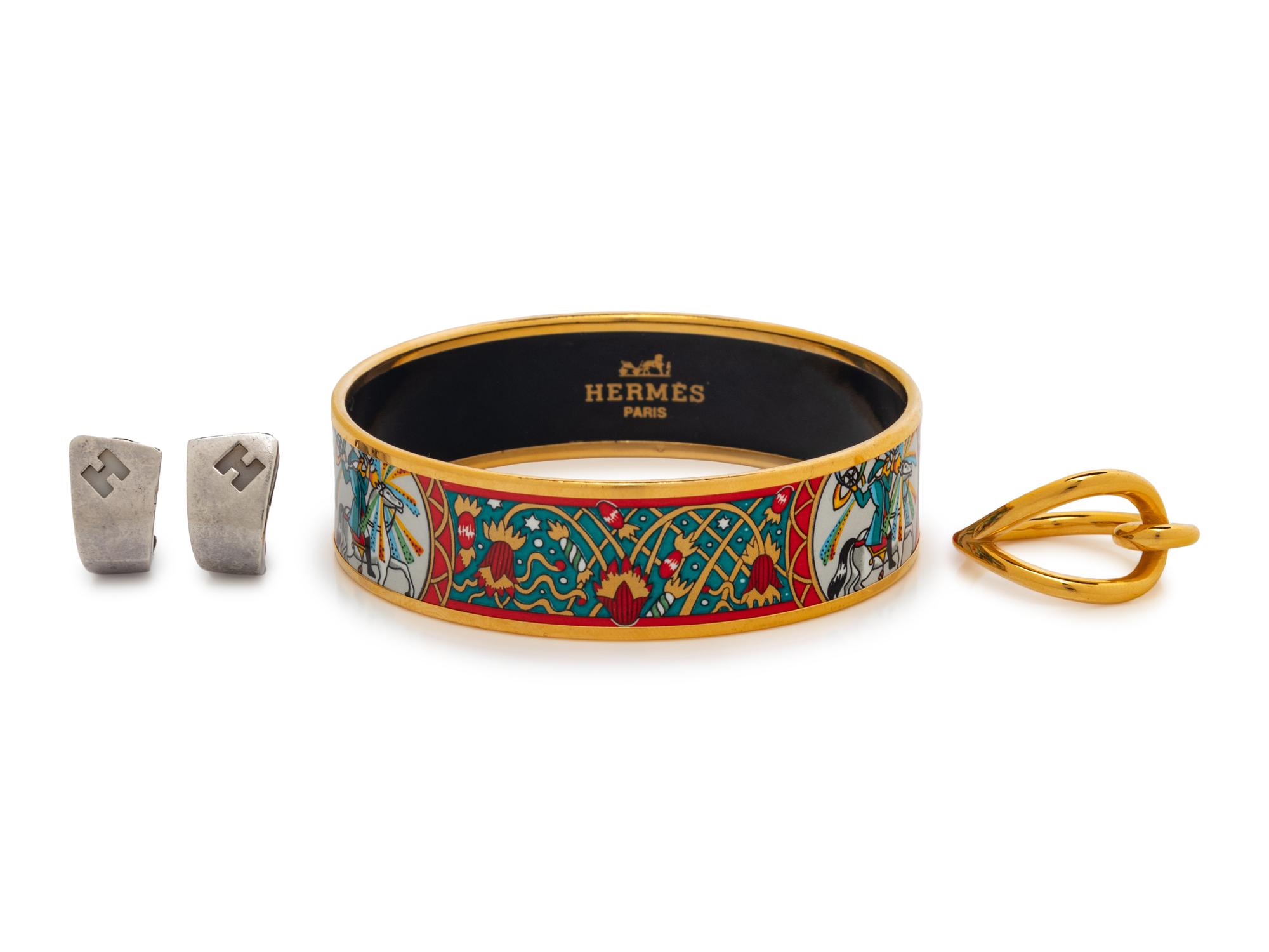 Hermès Bangle, Ear Clips, and Scarf Ring