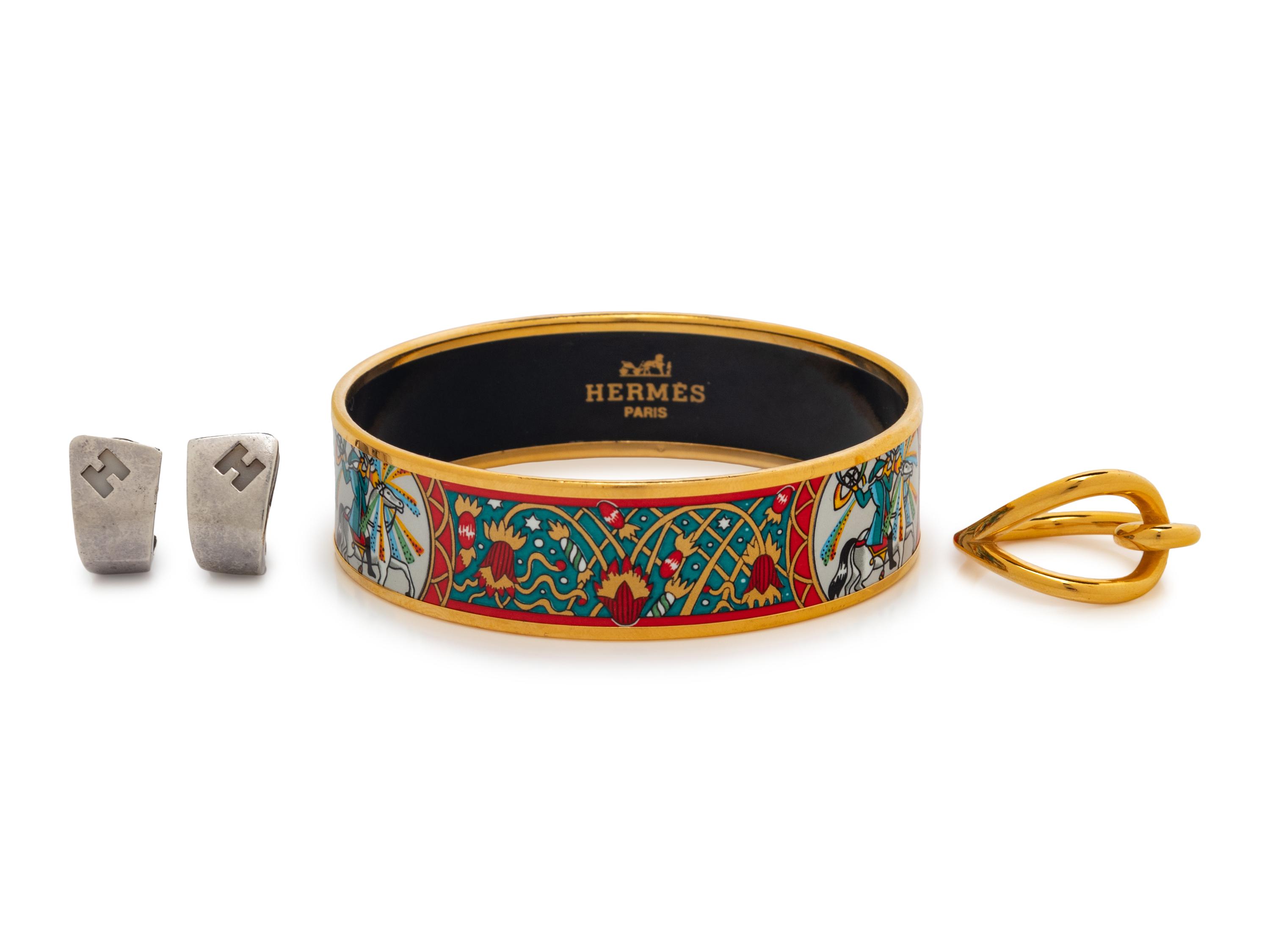Hermès Bangle, Ear Clips, and Scarf Ring