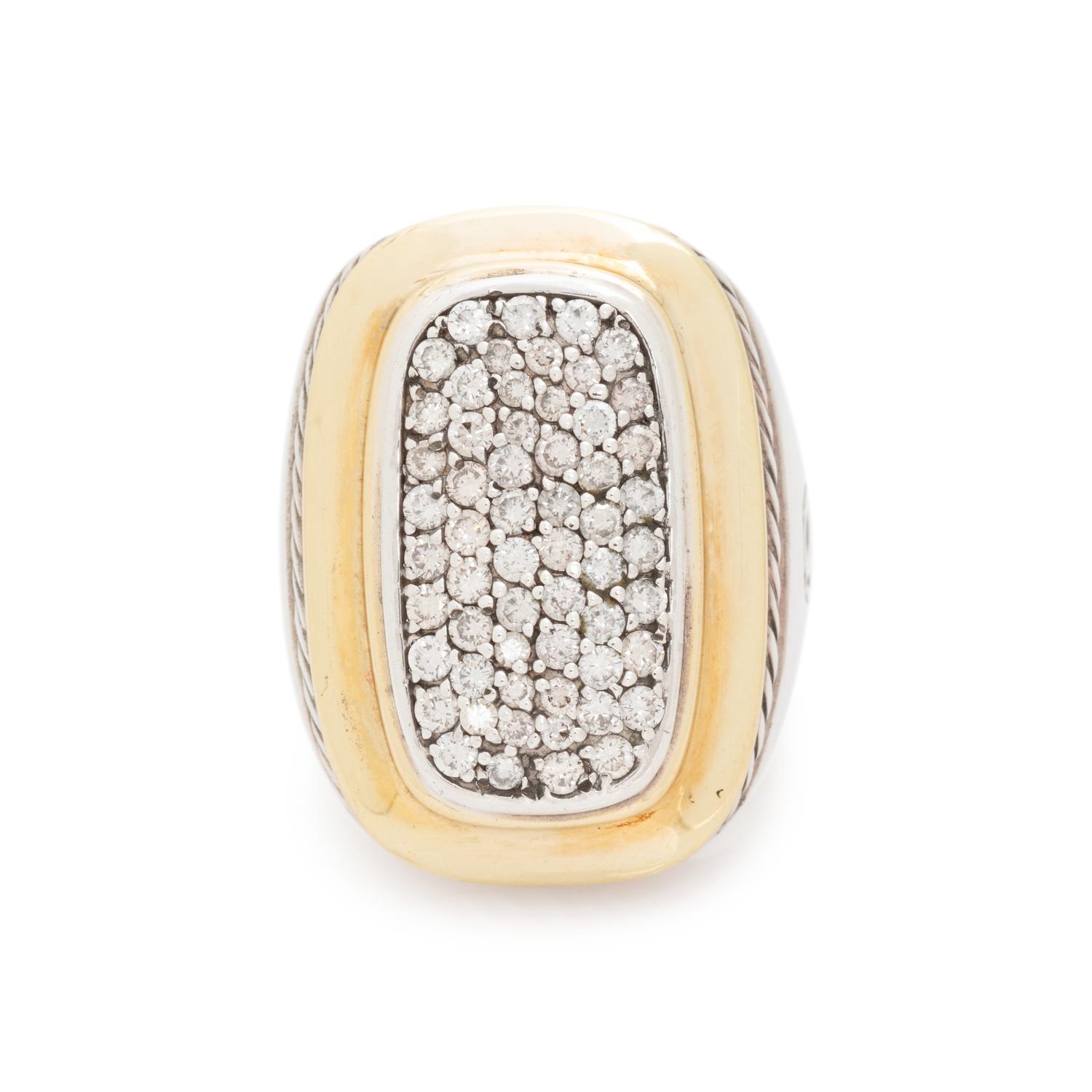 DAVID YURMAN, YELLOW GOLD, SILVER AND DIAMOND RING