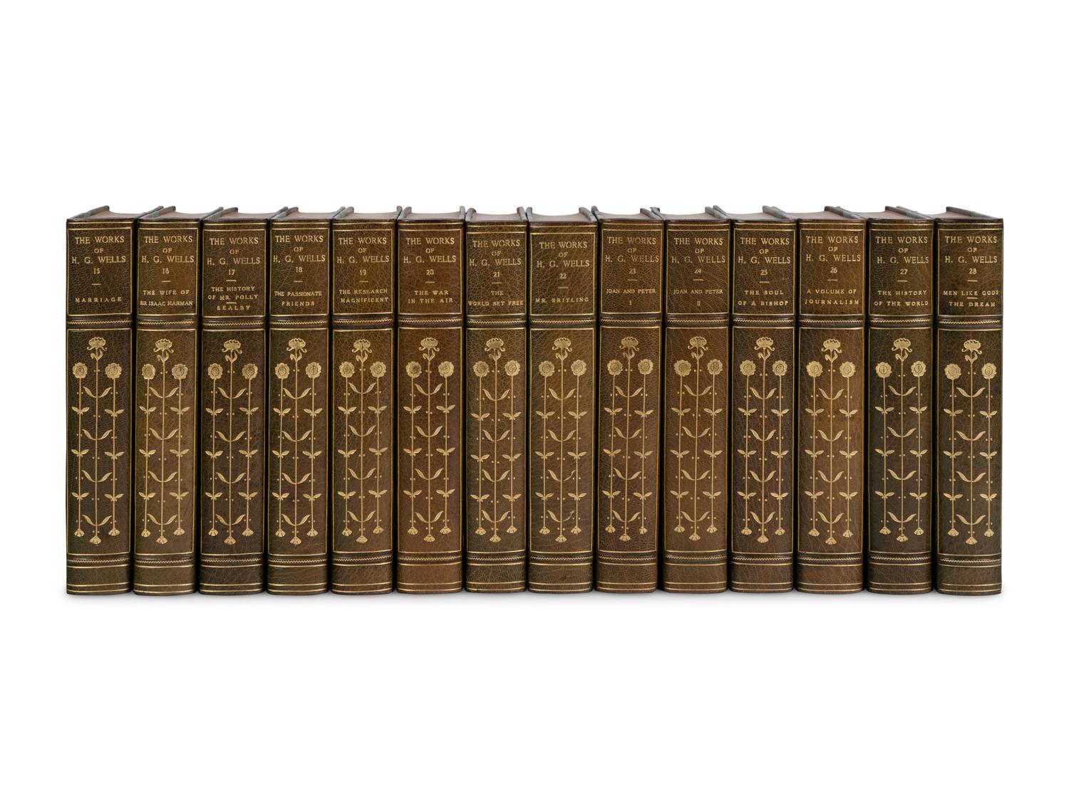[BINDINGS]. WELLS, H.G. (1866-1946). Works . New York: Charles Scribner’s Sons, 1924-27.