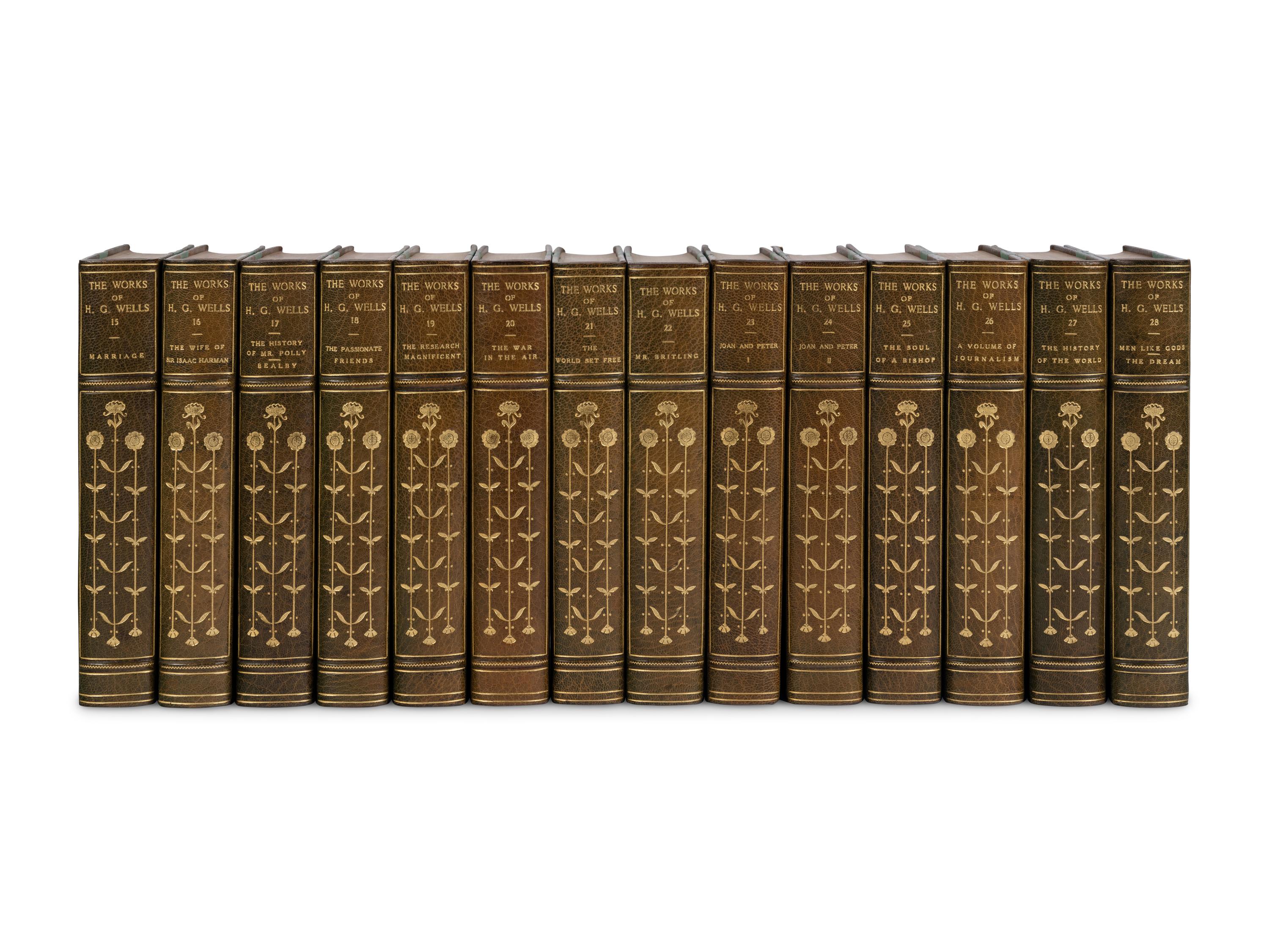 [BINDINGS]. WELLS, H.G. (1866-1946). Works . New York: Charles Scribner’s Sons, 1924-27.