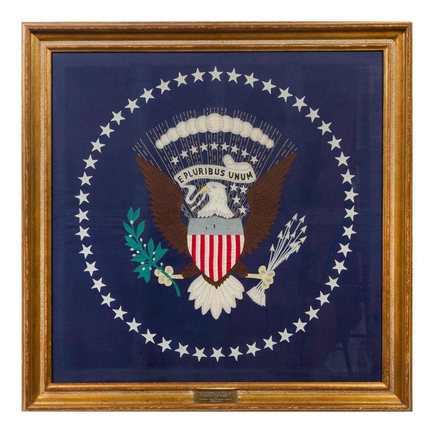 An American Presidential Presentation Flag Height overall 45 x width 45 inches.