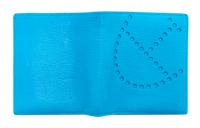 An Hermes Saint Cyr Blue Leather Evelyne Wallet, 4" x 4" x .25".