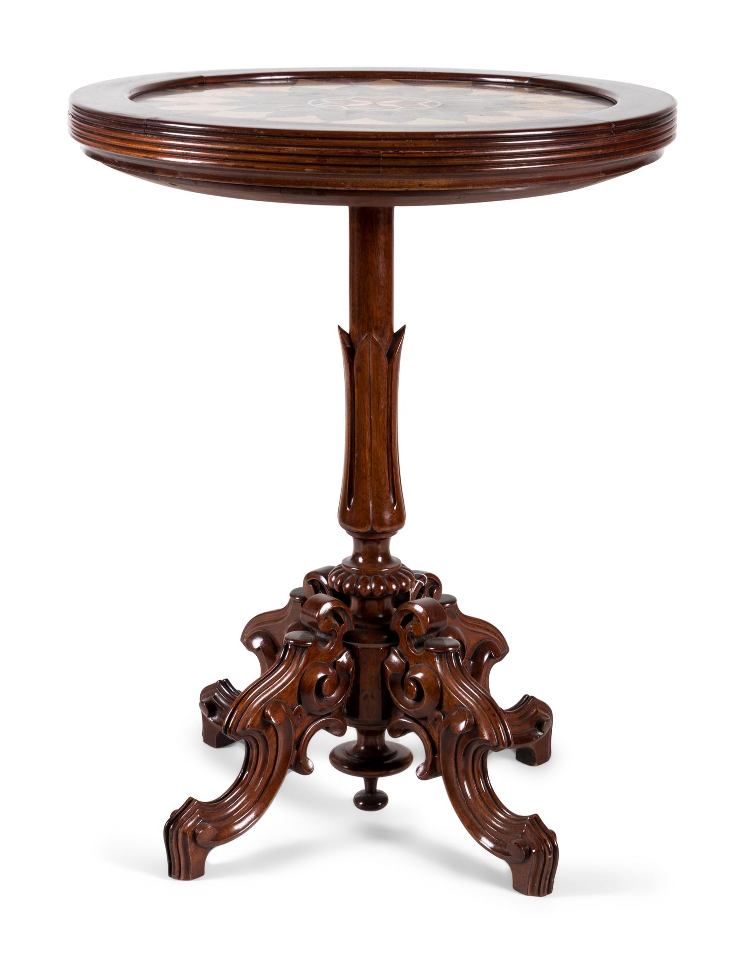 An Italian Mahogany Specimen Marble-Top Table