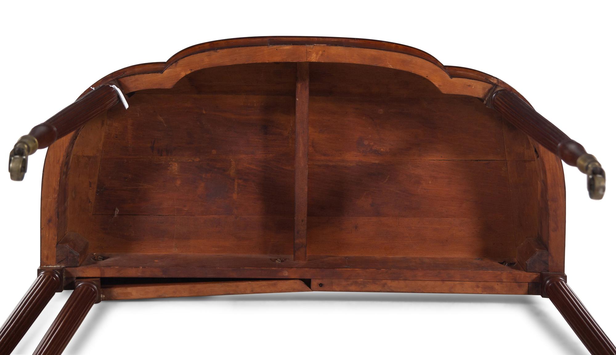 A Federal Figured Mahogany Lobed Top Five-Legged Game Table