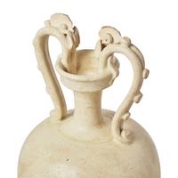 A Chinese White Glazed Pottery 'Amphora' Vase, Tang Dynasty 唐 白釉雙龍尊