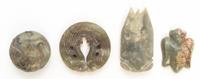 A Group of Four Carved Hardstone Articles Length of first 2 7/8 inches.