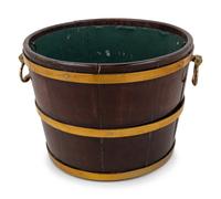 A George III Brass Mounted Oak Bucket with Liner