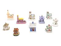 A Collection of Staffordshire Pottery Incense Burners and Cottage Ornaments