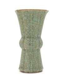 A Guan-Type Porcelain Gu-Form Vase Height 9 3/4 inches.