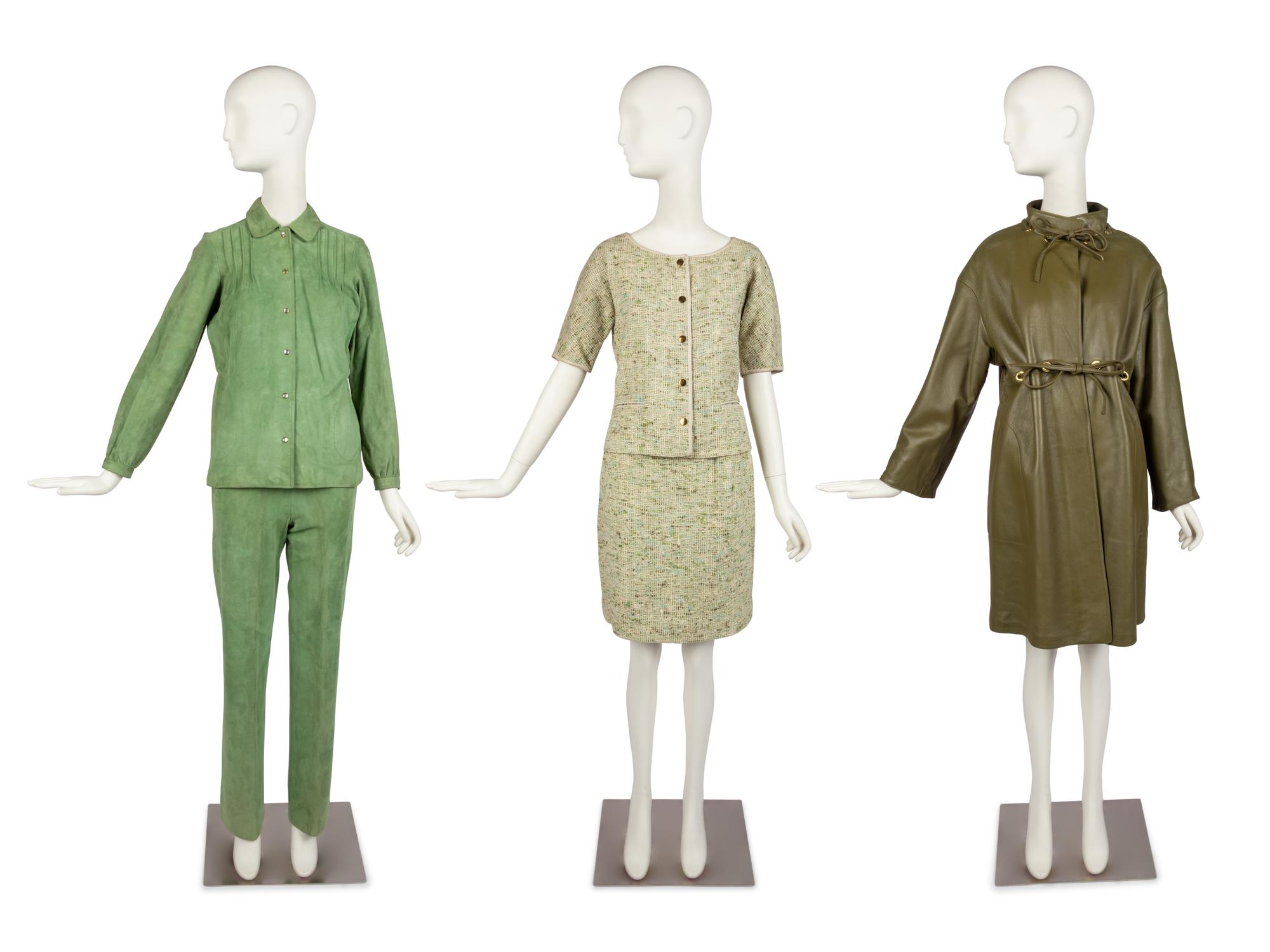 Bonnie Cashin Coat, Top and Skirt, Top and Pants, Two Sketches, Pattern, 1960-70s