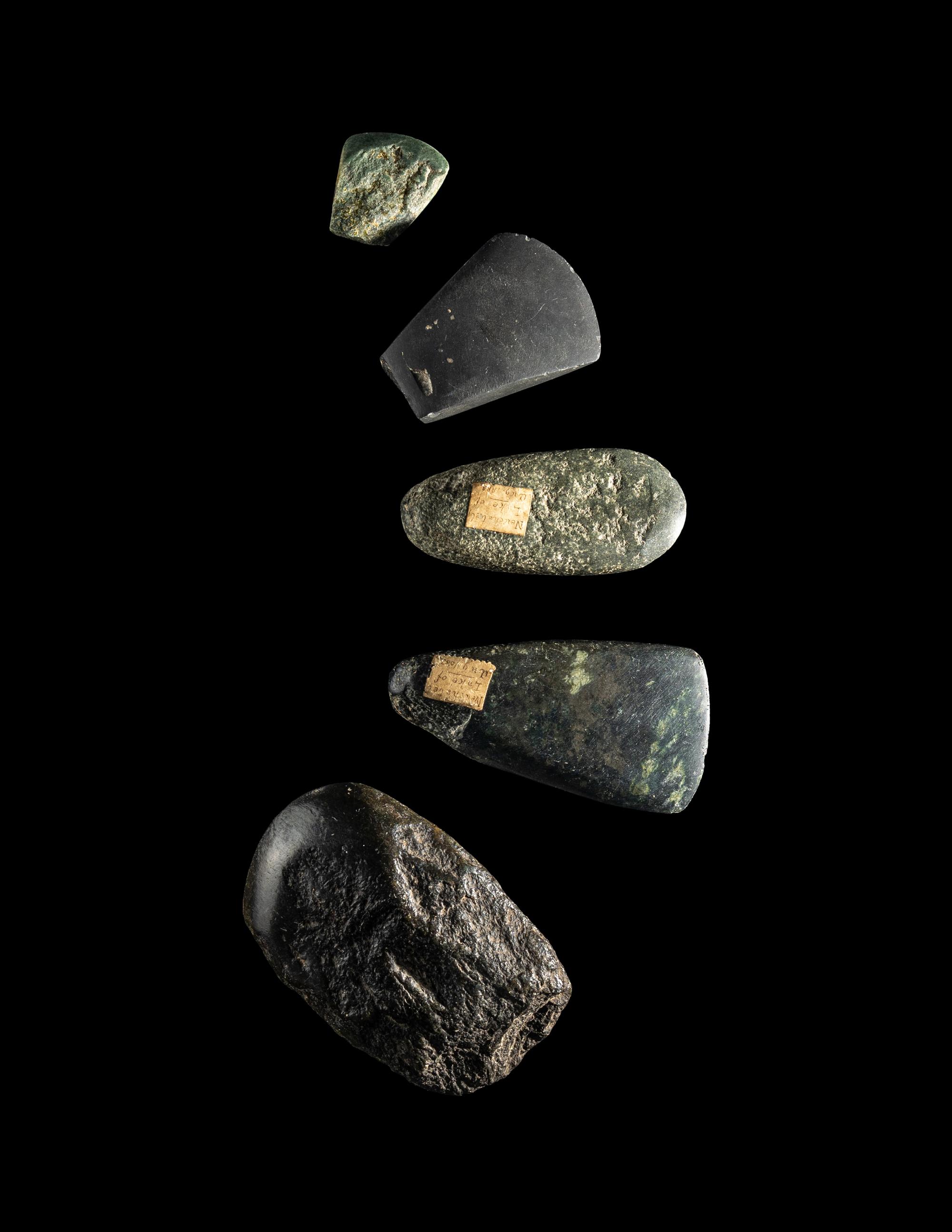 Five Neolithic Jadeite and Basalt Axe Heads