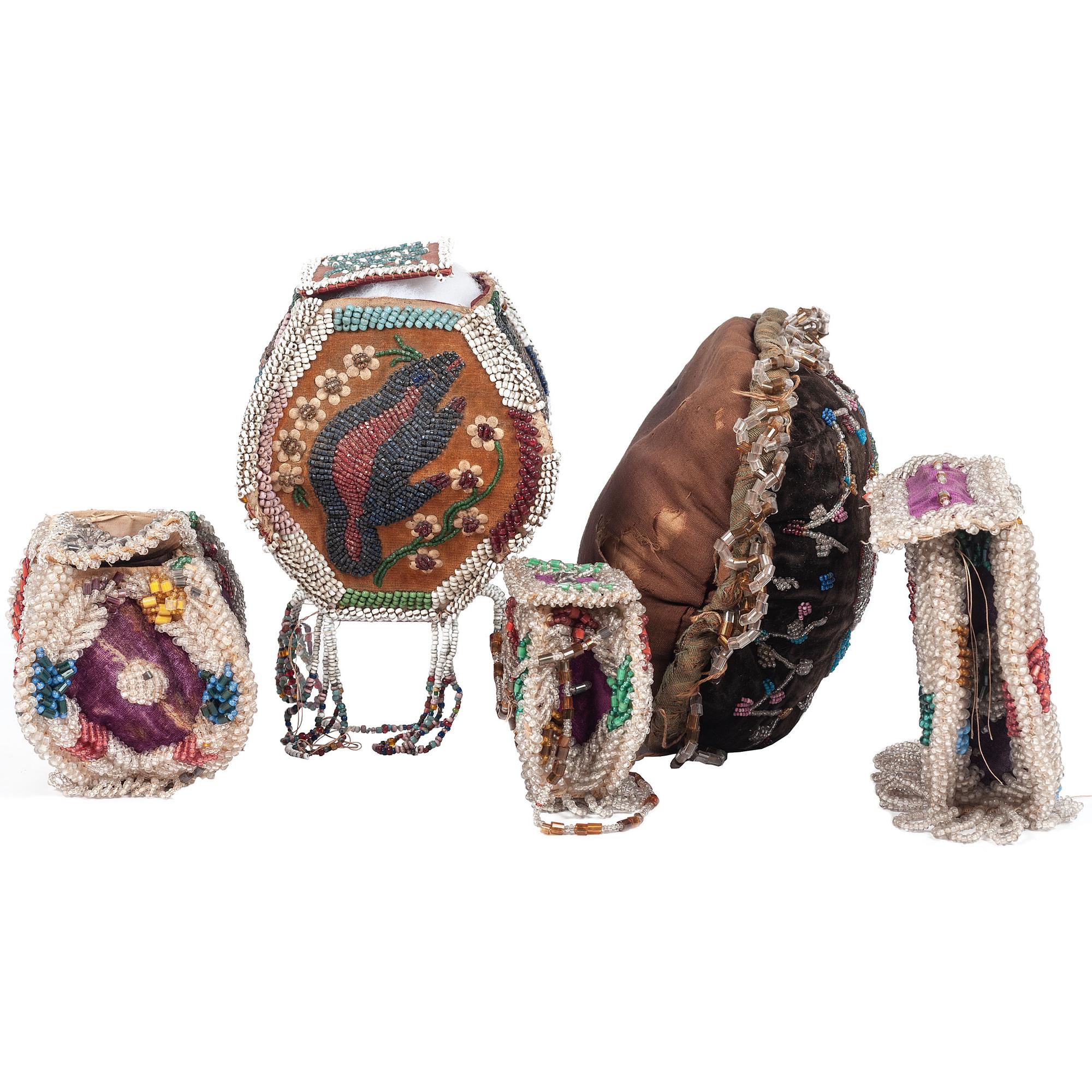 Haudenosaunee Souvenir Beaded Boxes and Pin Cushions
